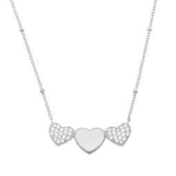 Collier en argent rhodié et oxydes de zirconium, coeurs