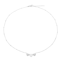 Collier en argent rhodié et oxydes de zirconium, coeurs