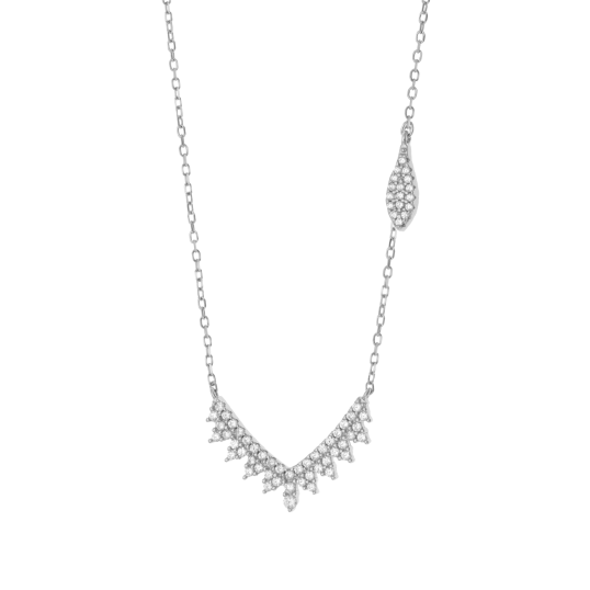 Collier en argent rhodié et oxydes de zirconium