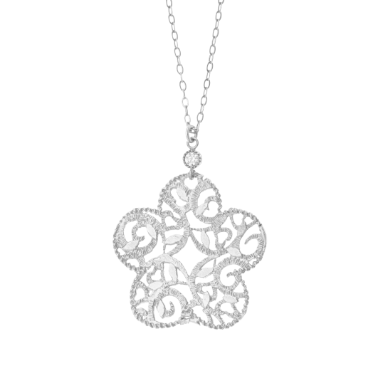 Collier en argent rhodié et oxyde de zirconium