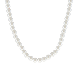 Collier en argent rhodié et perles synthétiques
