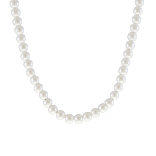 Collier en argent rhodié et perles synthétiques