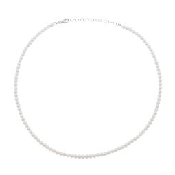 Collier en argent rhodié et perles synthétiques