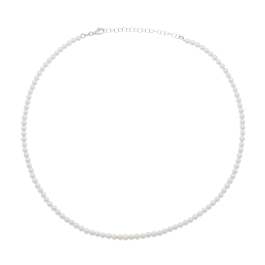 Collier en argent rhodié et perles synthétiques