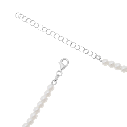 Collier en argent rhodié et perles synthétiques