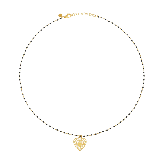 Collier en argent doré et laque noire Collier en argent doré et laque noire