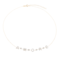 Collier en argent doré et pierres synthétiques, 'AMORE'