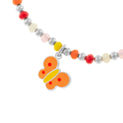 Collier en argent rhodié, laque et pierres synthétiques