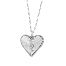 Collier en argent rhodié et oxydes de zirconium, coeur