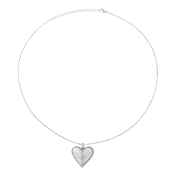 Collier en argent rhodié et oxydes de zirconium, coeur