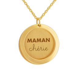 Collier en argent doré, maman chérie