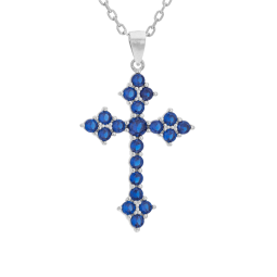Collier en argent rhodié, oxydes de zirconium, croix