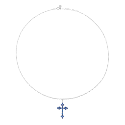 Collier en argent rhodié, oxydes de zirconium, croix