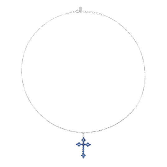 Collier en argent rhodié, oxydes de zirconium, croix