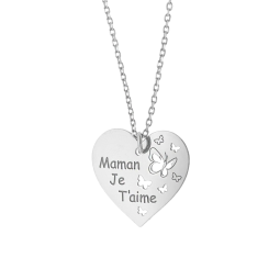 Collier en argent rhodié, maman je t'aime