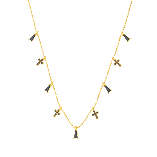 Collier en argent doré et oxydes de zirconium 