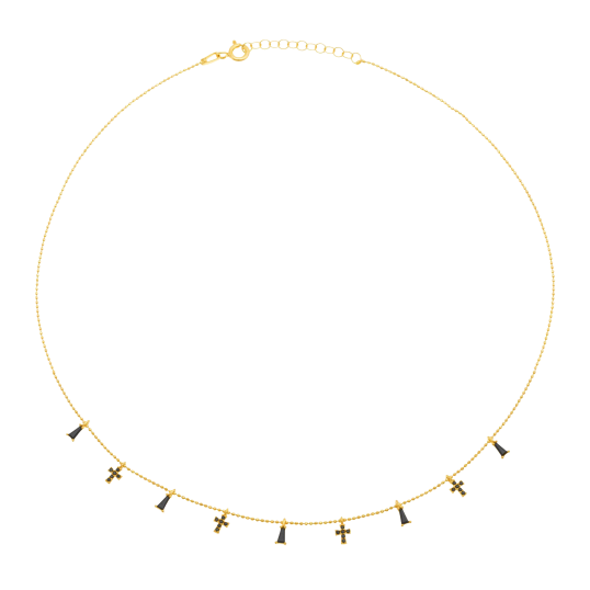 Collier en argent doré et oxydes de zirconium 