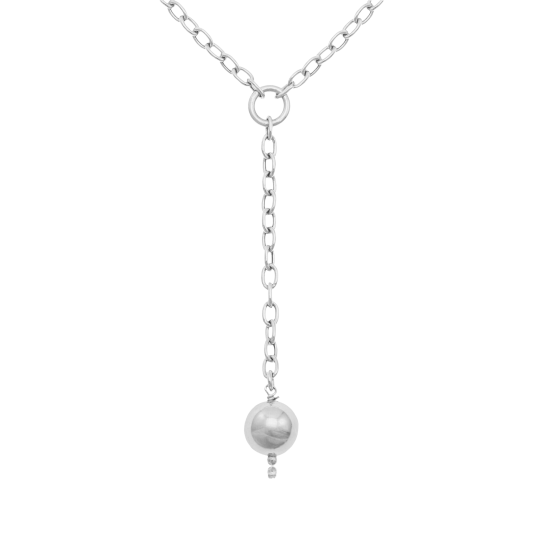 Collier en argent rhodié, boule