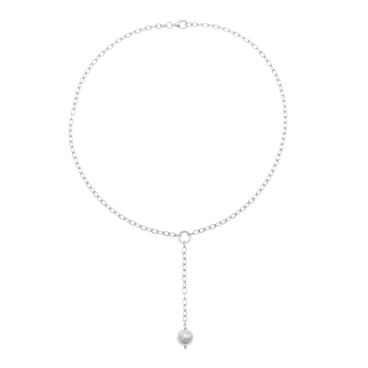 Collier en argent rhodié, boule