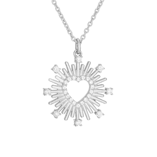Collier en argent rhodié et oxydes de zirconium, coeur