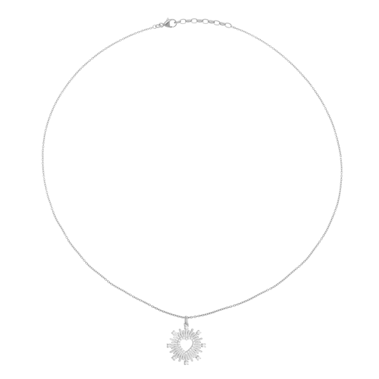 Collier en argent rhodié et oxydes de zirconium, coeur