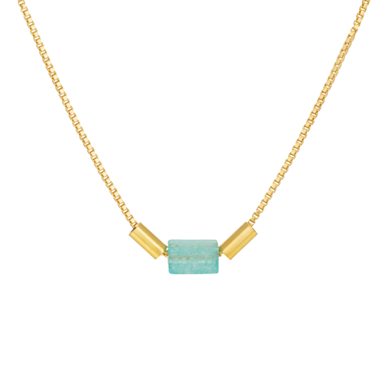 Collier en argent doré et pierre synthétique 