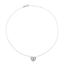 Collier en argent rhodié et pierre synthétique, coeur