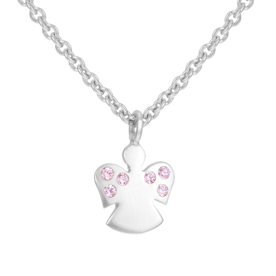 Collier en argent rhodié et oxydes de zirconium, ange