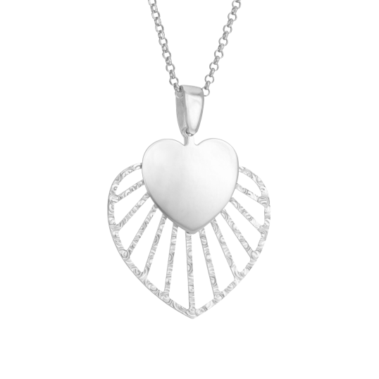 Collier en argent rhodié, coeur