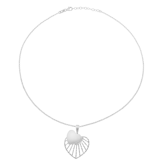 Collier en argent rhodié, coeur