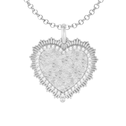 Collier en argent rhodié et oxydes de zirconium, coeur