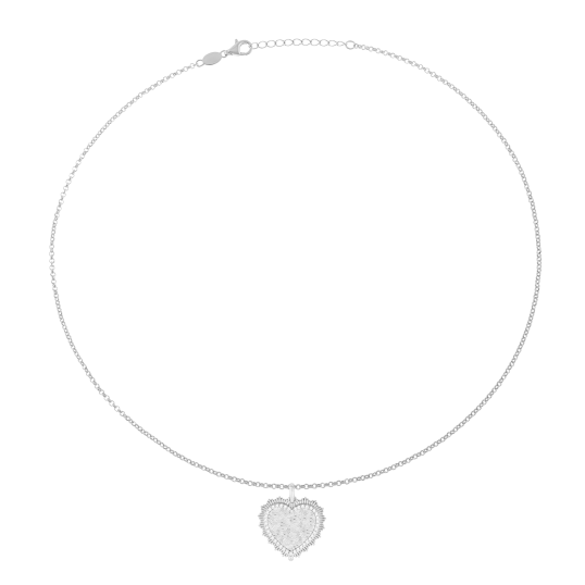 Collier en argent rhodié et oxydes de zirconium, coeur