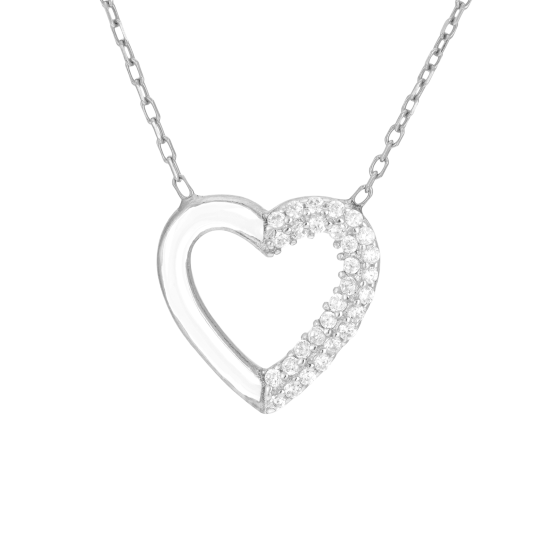 Collier en argent rhodié, oxydes de zirconium et laque