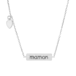 Collier en argent rhodié, maman