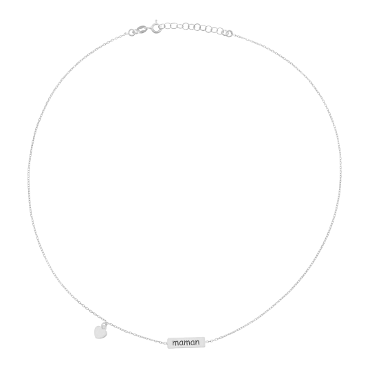 Collier en argent rhodié, maman