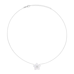 Collier en argent rhodié, oxydes de zirconium et pierre synthétique