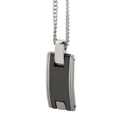 Collier en acier et ceramique noire