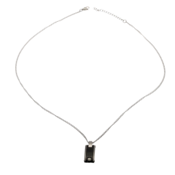 Collier en acier et ceramique noire