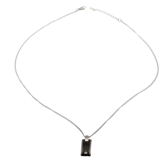 Collier en acier et ceramique noire
