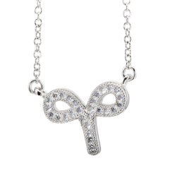 Collier en argent rhodié, signe du zodiaque bélier, oxydes de zirconium