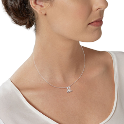 Collier en argent rhodié, signe du zodiaque lion, oxydes de zirconium