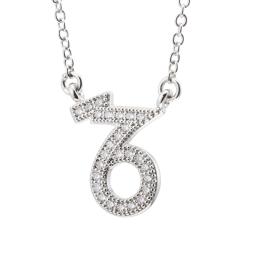 Collier en argent rhodié, signe du zodiaque capricorne, oxydes de zirconium