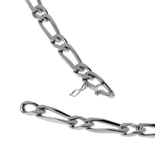 Collier en argent rhodié maille cheval alternée 1-1