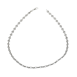 Collier en argent rhodié maille grain de café