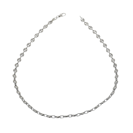 Collier en argent rhodié maille grain de café