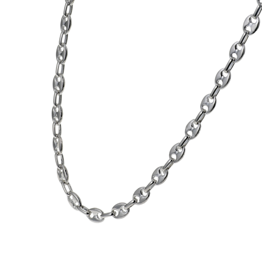 Collier en argent rhodié maille grain de café