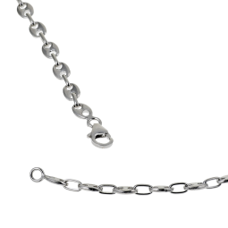 Collier en argent rhodié maille grain de café