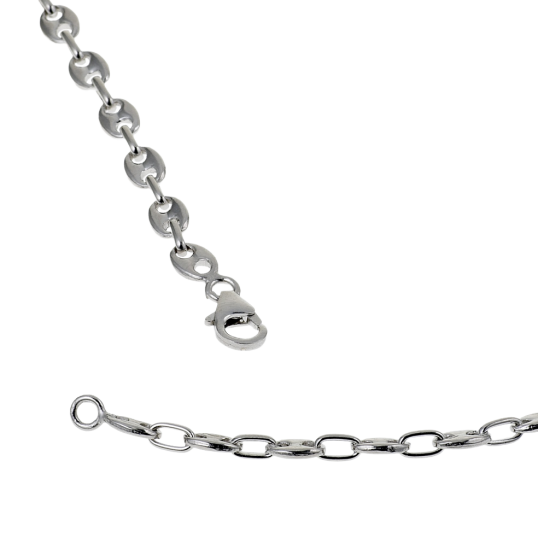 Collier en argent rhodié maille grain de café