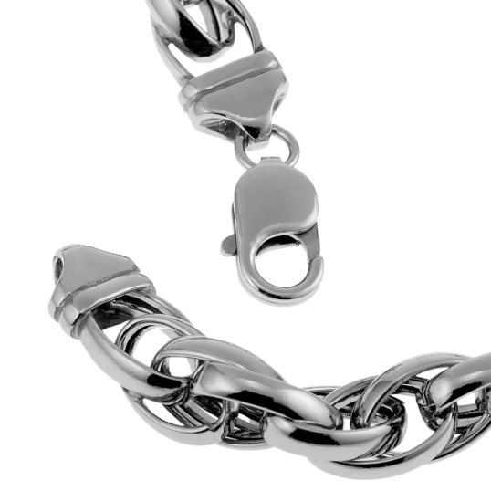 Collier en argent rhodié maille tresse