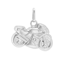 Pendentif en argent rhodié, moto